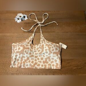 Aerie Longline Animal Print Bikini Top